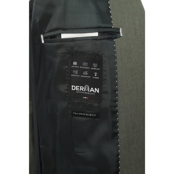 Derman Green Patterned Fabric Luxury Suit 3 Pieces - Picture 6 of 6